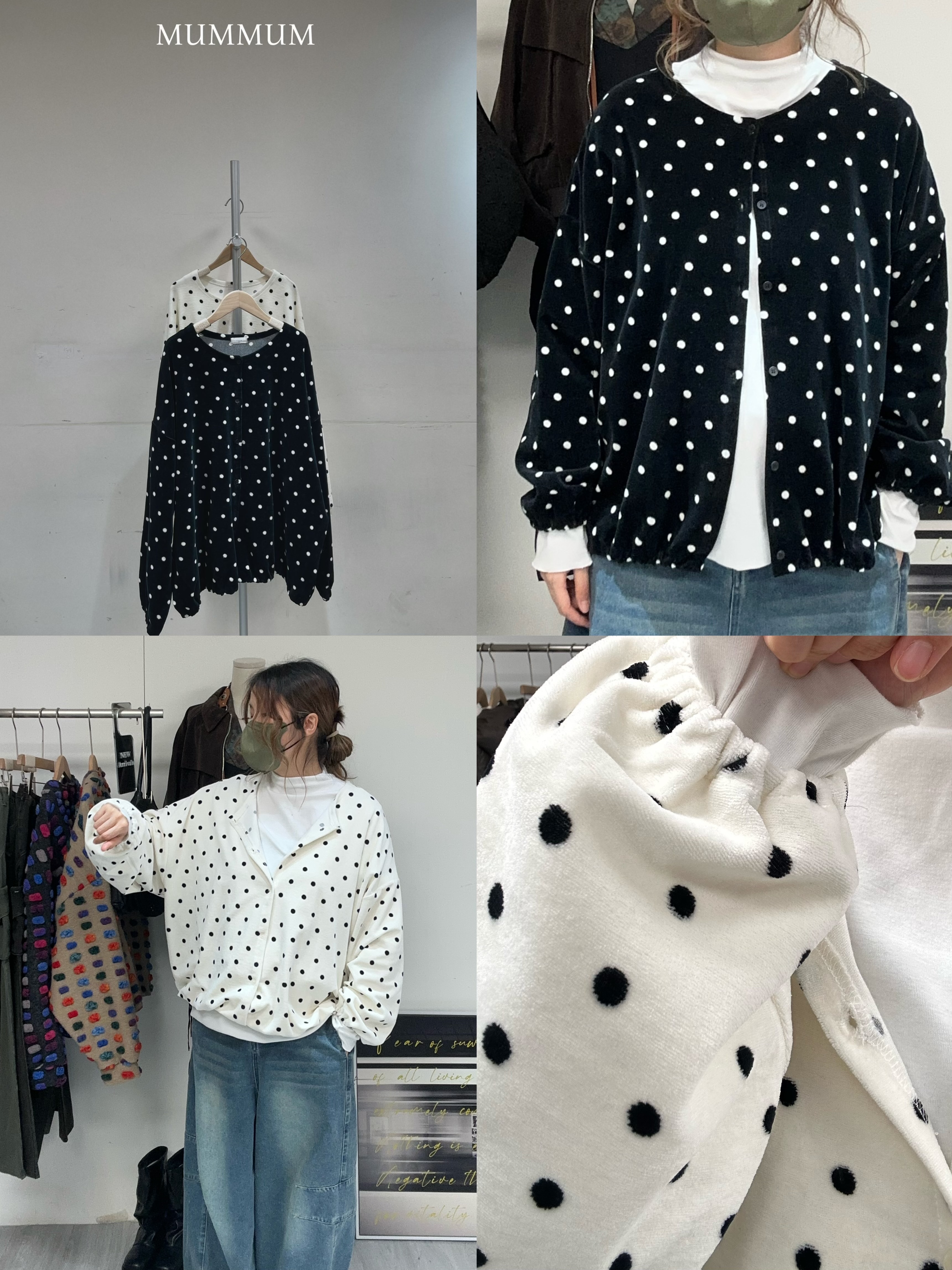 0212827a/毛毛絨波波點扣鈕上衣 60/54/28