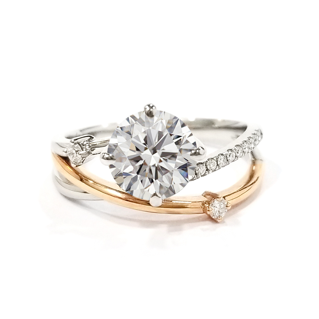 PT950鉑金/18K玫瑰金天然鑽石戒指托