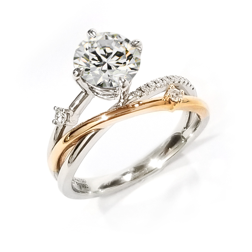 PT950鉑金/18K玫瑰金天然鑽石戒指托