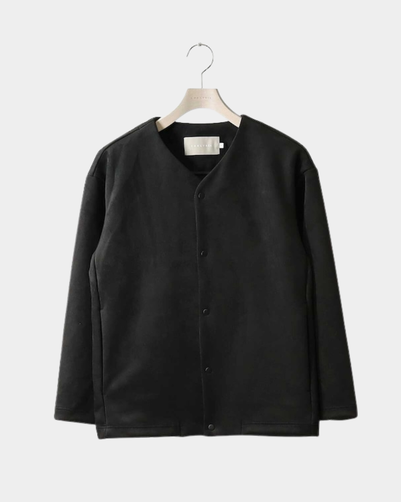 CURLY&CO - KNIT SUEDE SNAP BUTTON CARDIE / 2COLORS