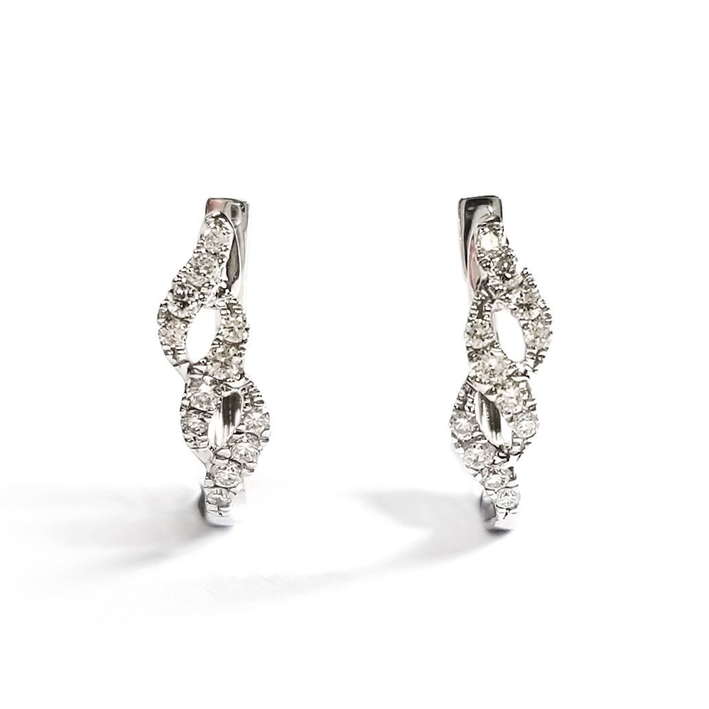 18K白金天然鑽耳圈耳環