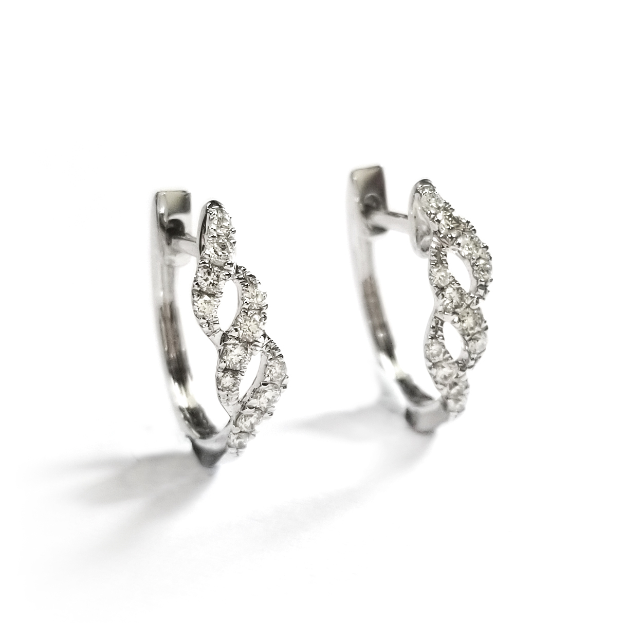 18K白金天然鑽耳圈耳環