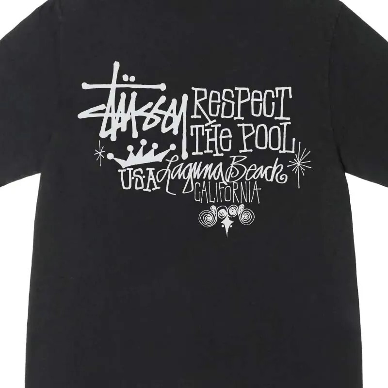 STUSSY RESPECT THE POOL TEE PIGMENT DYED 背後 字體 LOGO 水洗 短T
