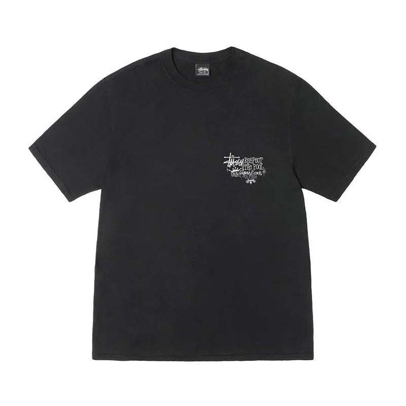 STUSSY RESPECT THE POOL TEE PIGMENT DYED 背後 字體 LOGO 水洗 短T