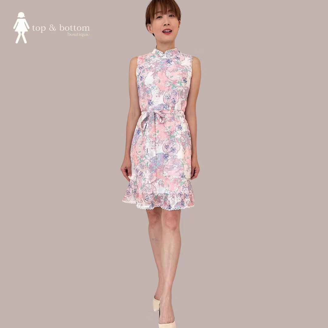 EMBROIDERY FLORAL CHEONGSAM DRESS