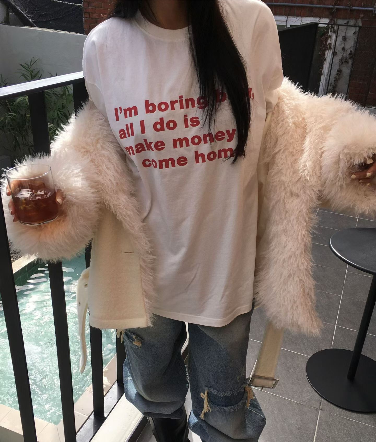 （現貨）🇰🇷#AE107 oversize挺版字母T(咖/白/灰)