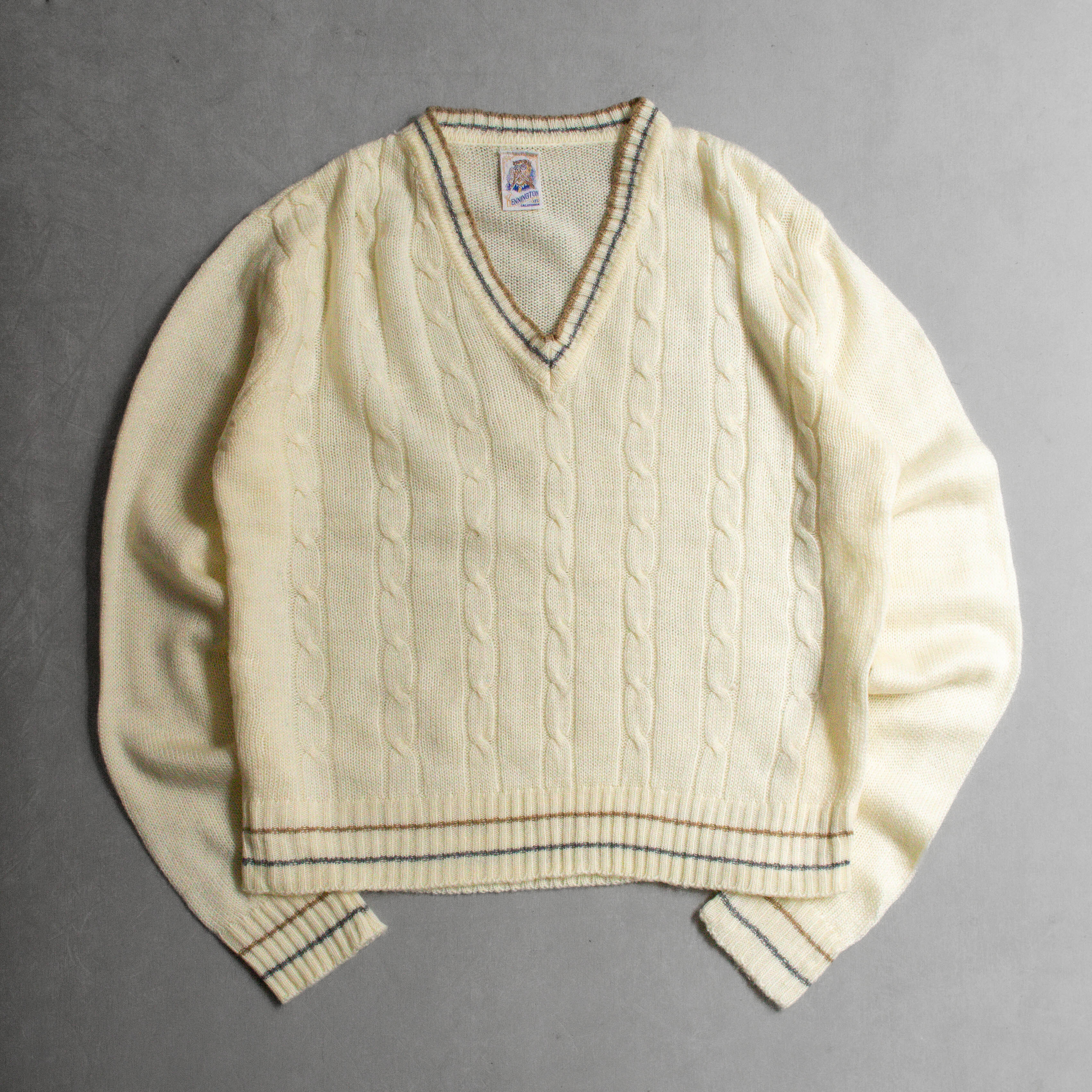 KENNINGTON CRICKET SWEATER 美國 米白 滾邊 針織 板球 網球 毛衣