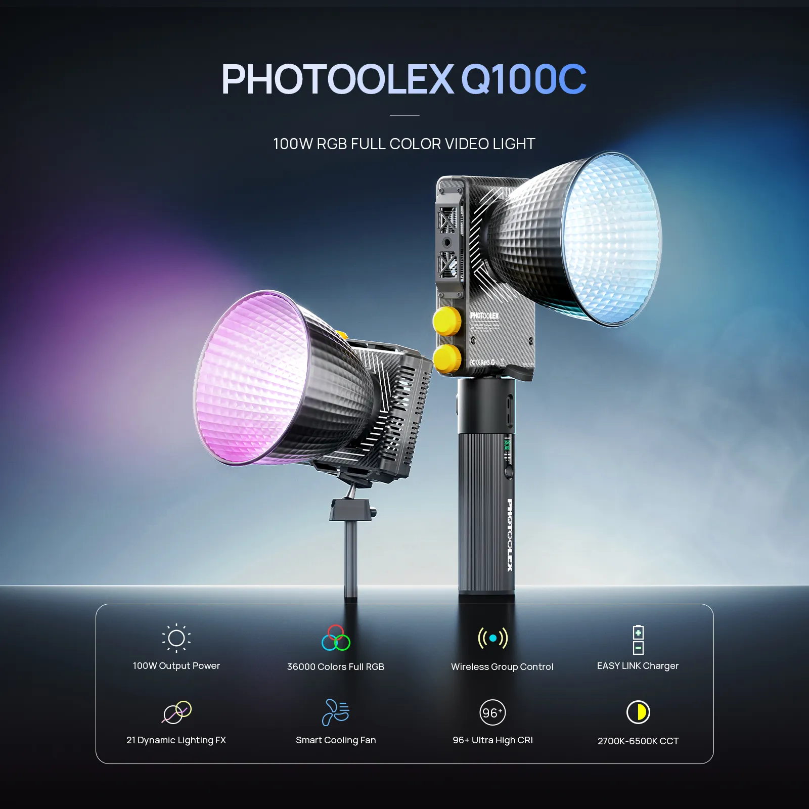 PHOTOOLEX Q100C 100W RGB COB Light