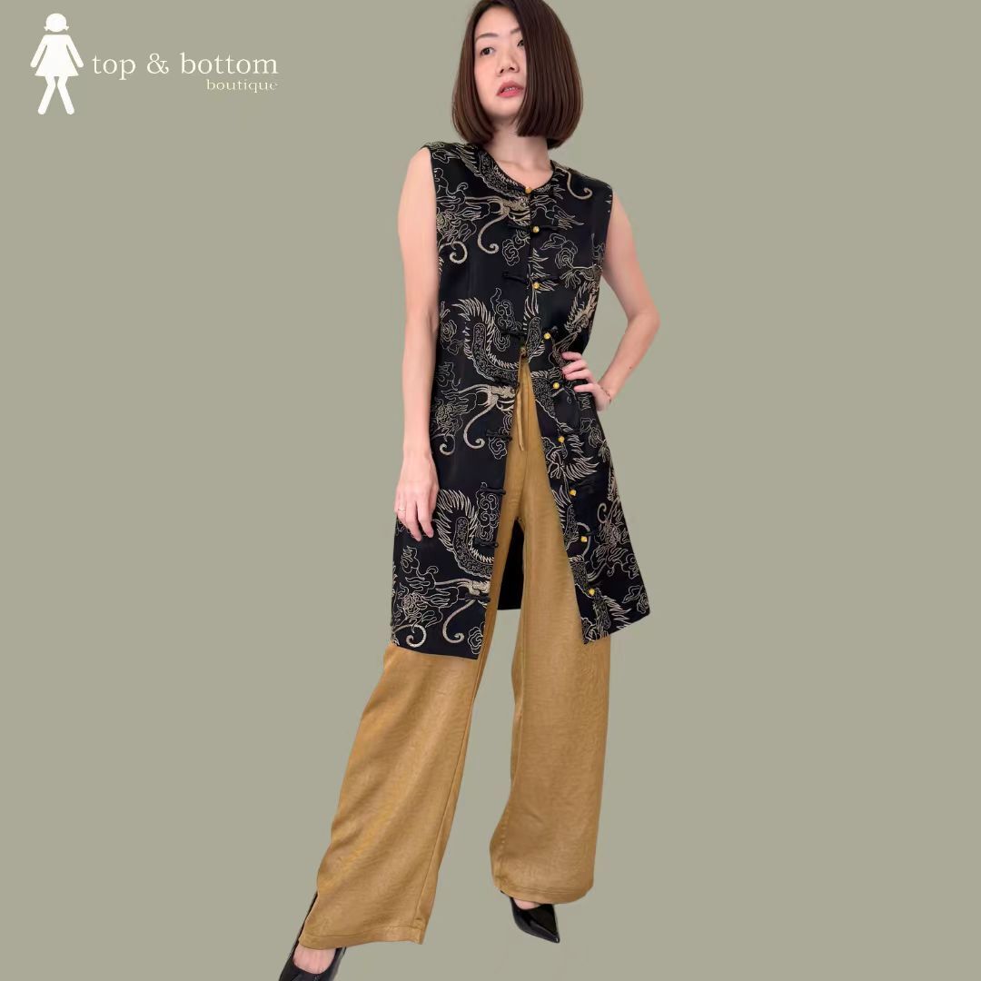 EMBROIDERY DRAGON BUTTON CHEONGSAM DRESS