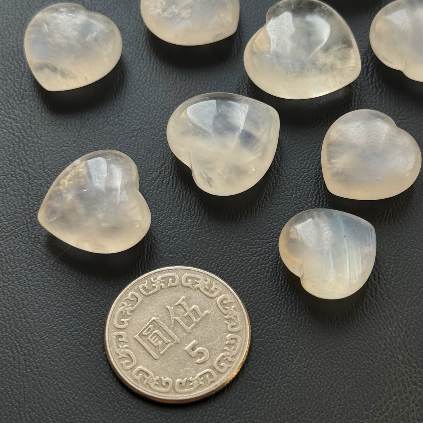 [原石] 月光石 愛心 (藍光)