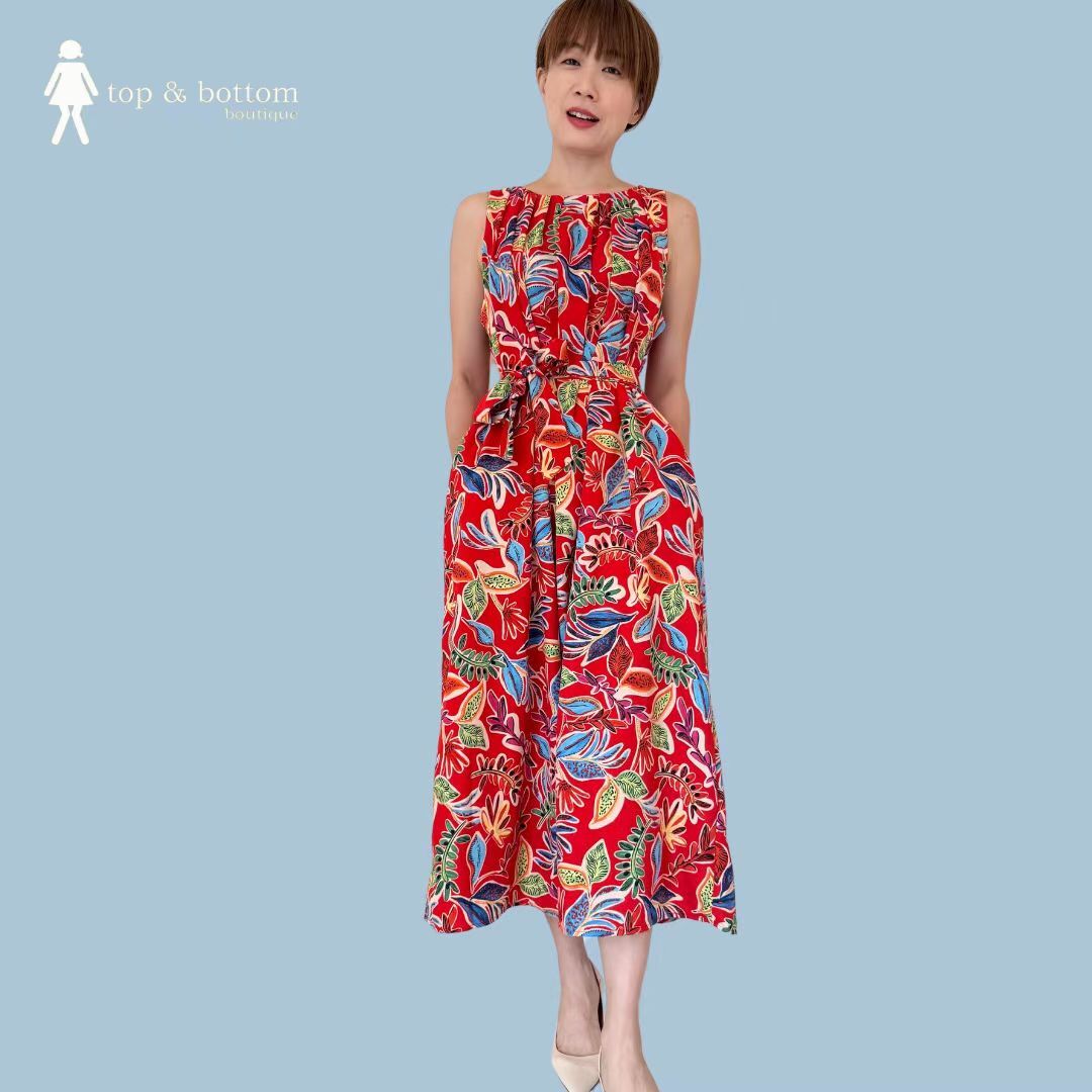 SLEEVELESS FLORAL FLARE MIDI DRESS