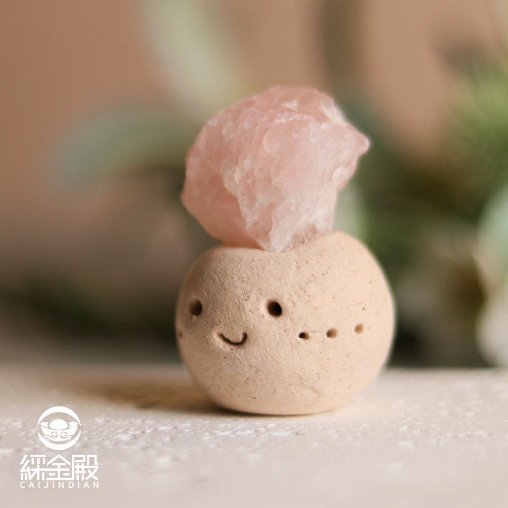 粉水晶招來愛情礦石迷你擺件｜招桃花｜療癒創傷｜茶桌擺件｜過爐加持【綵金殿】