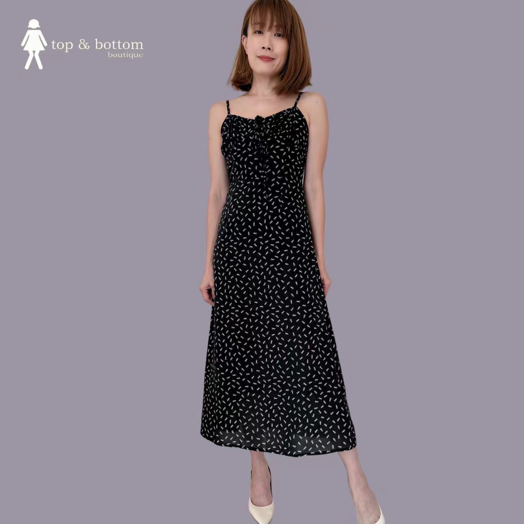 STRAP FLORAL LONG DRESS