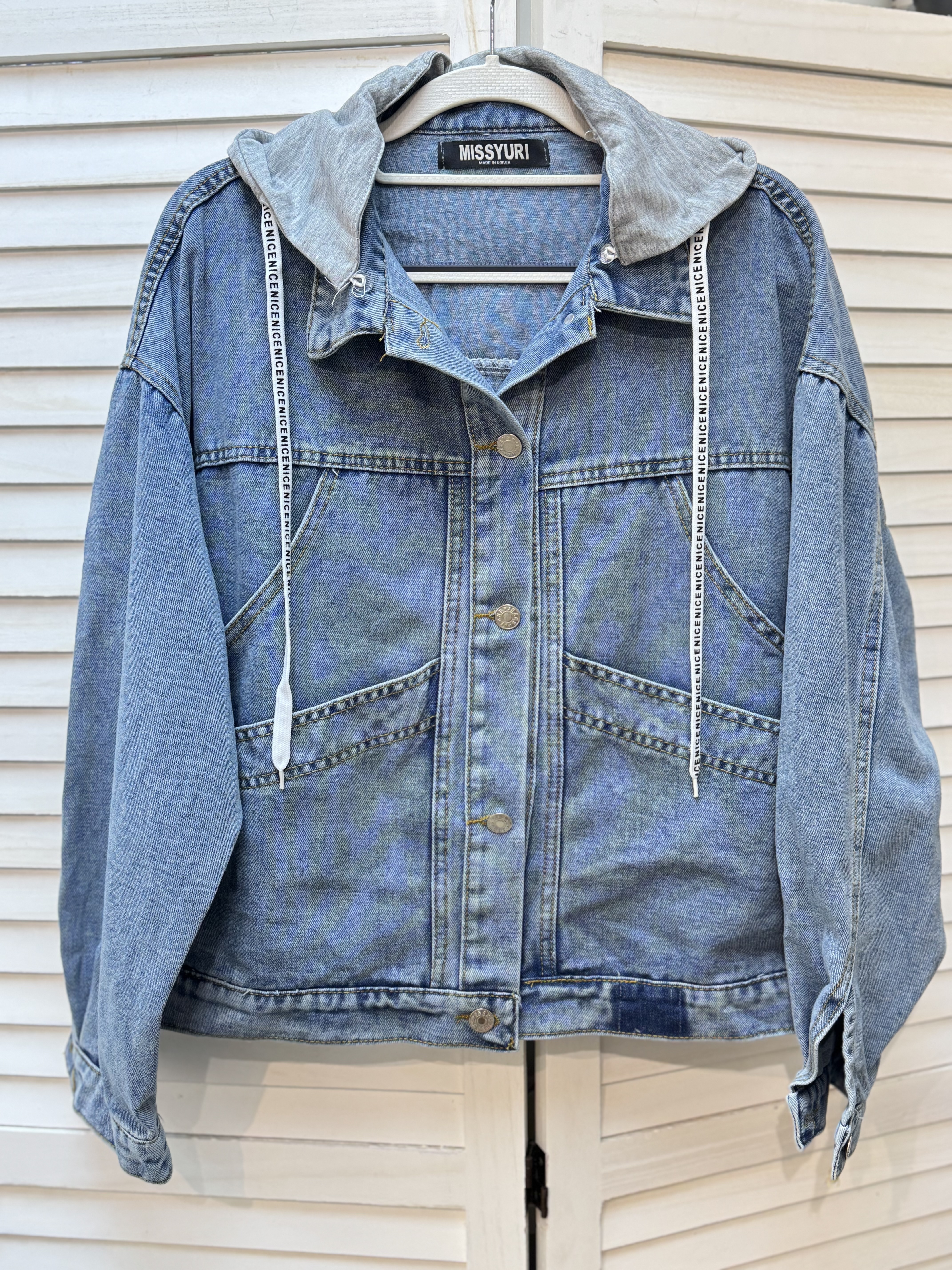 G25 韓國 有帽牛仔褸 胸50 長22