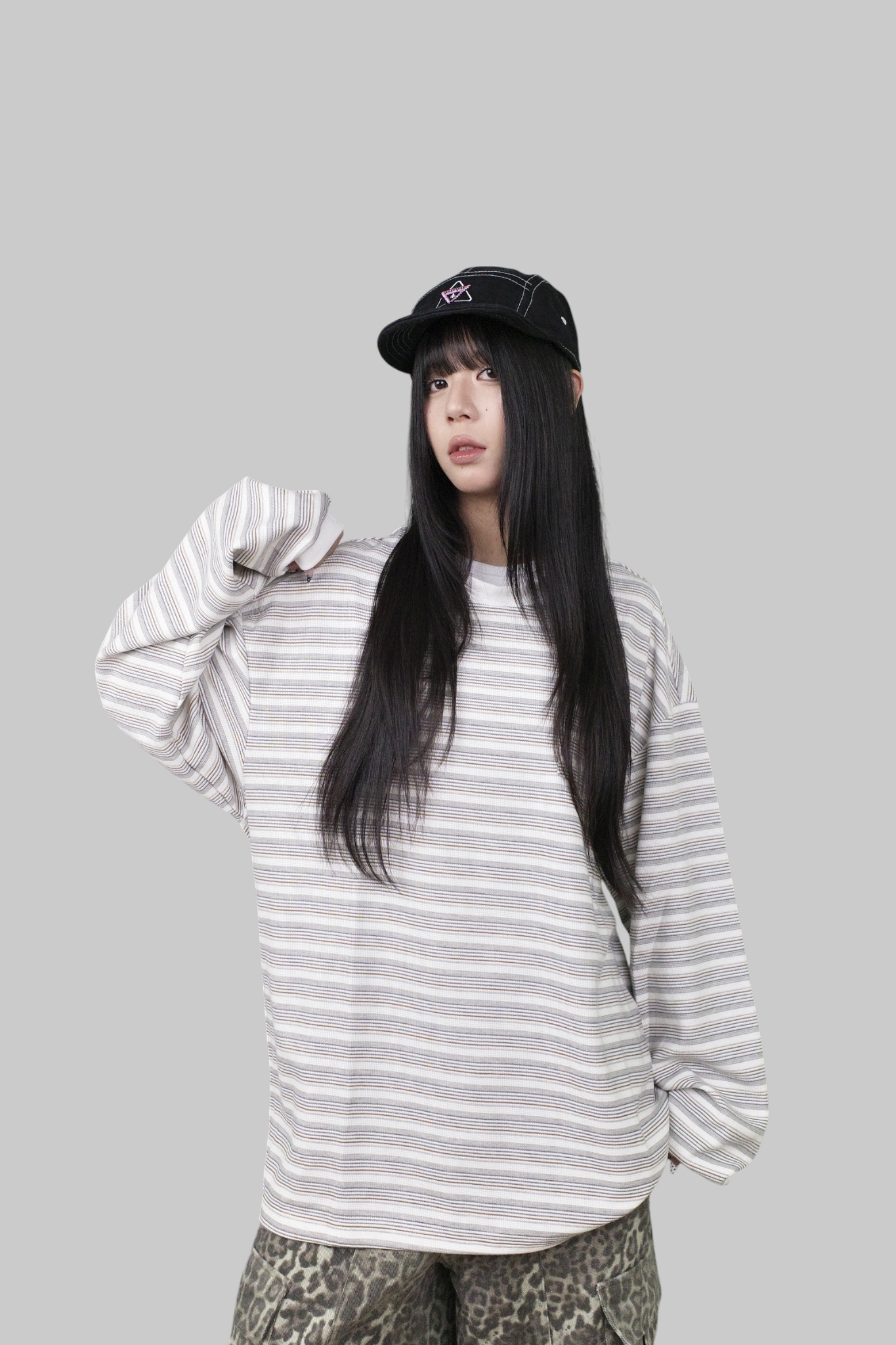 『Always_Good』日系 橫條紋 口袋 薄長TEE