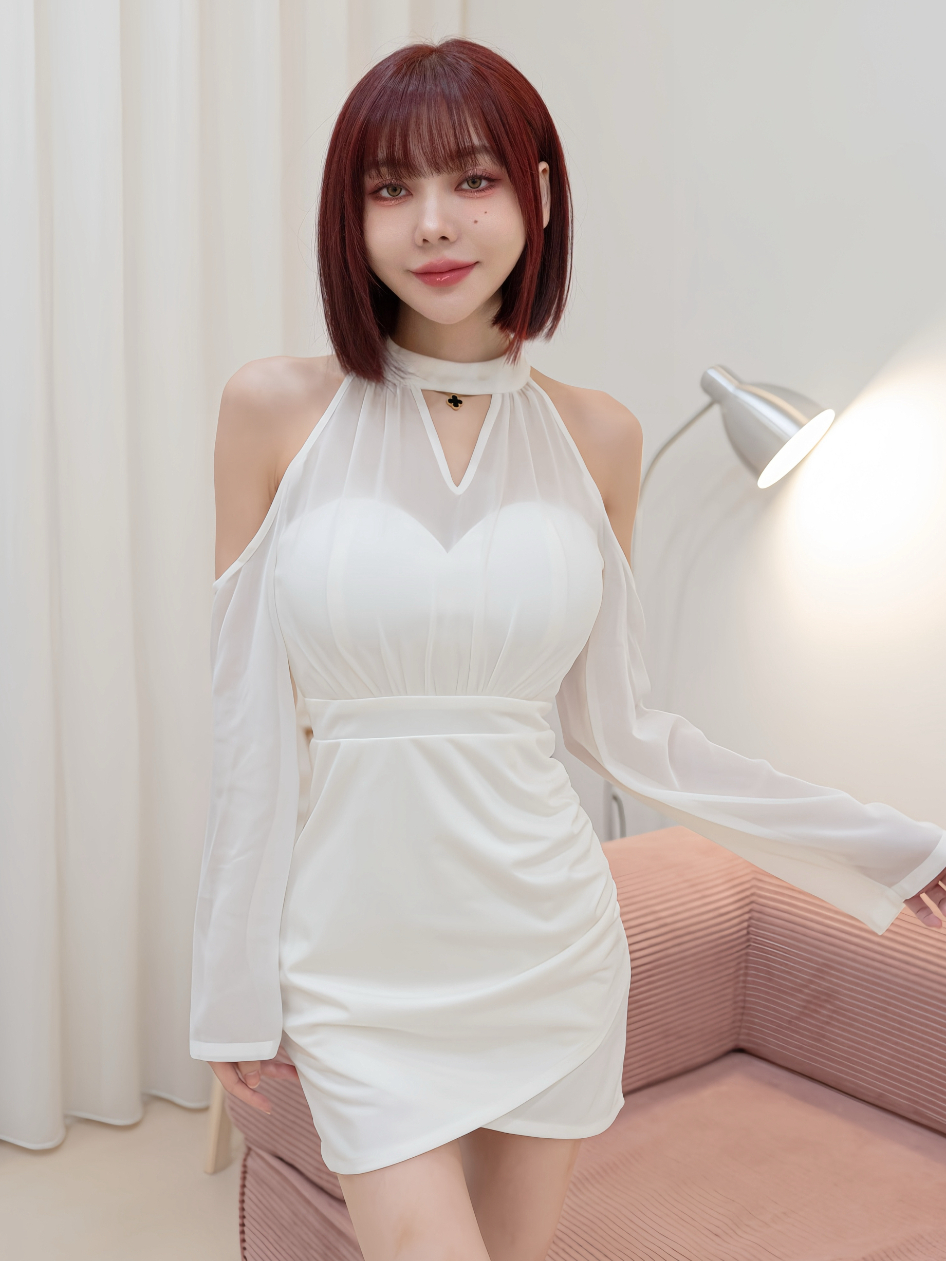 獨家訂製🤍雪紡挖肩拼接包臀洋裝（白色M/L）