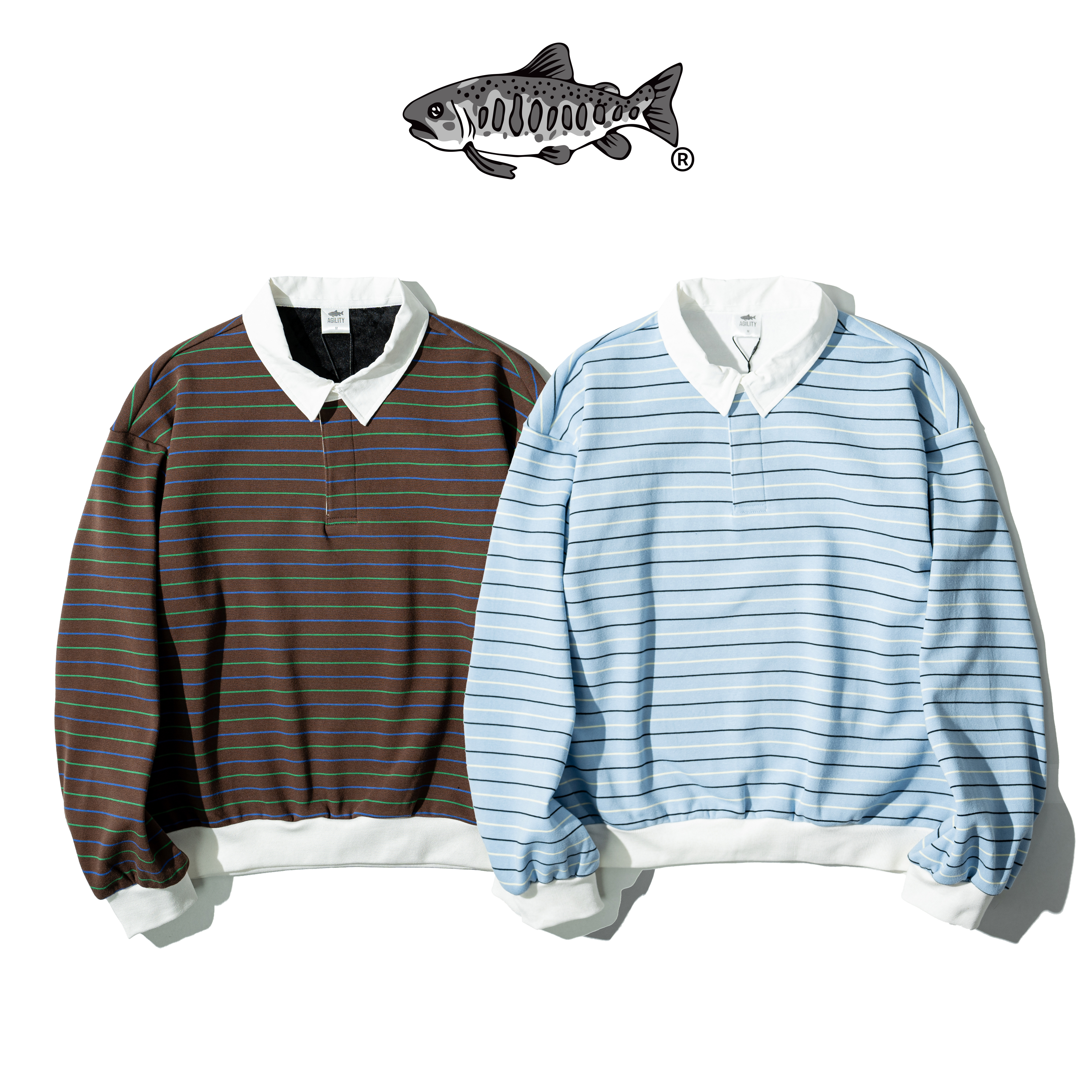 AGILITY Boxy Rugby Shirts 寬短條紋 長袖Polo衫 [M-PL8]