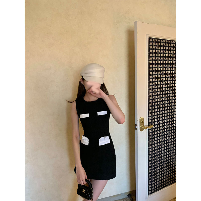 淘氣赫本風 粗花泥毛尼洋裝