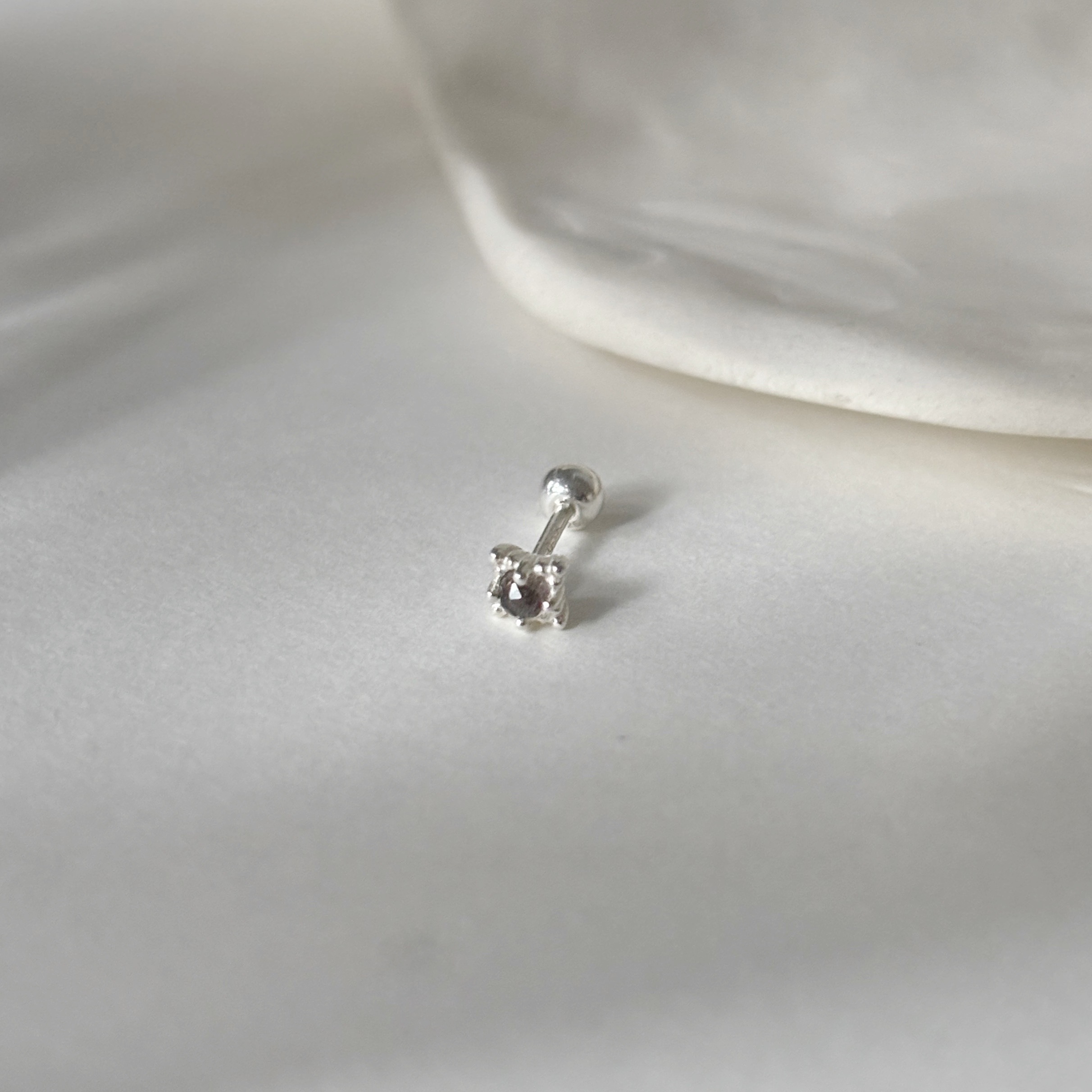 小星菱棕月光石轉珠耳環