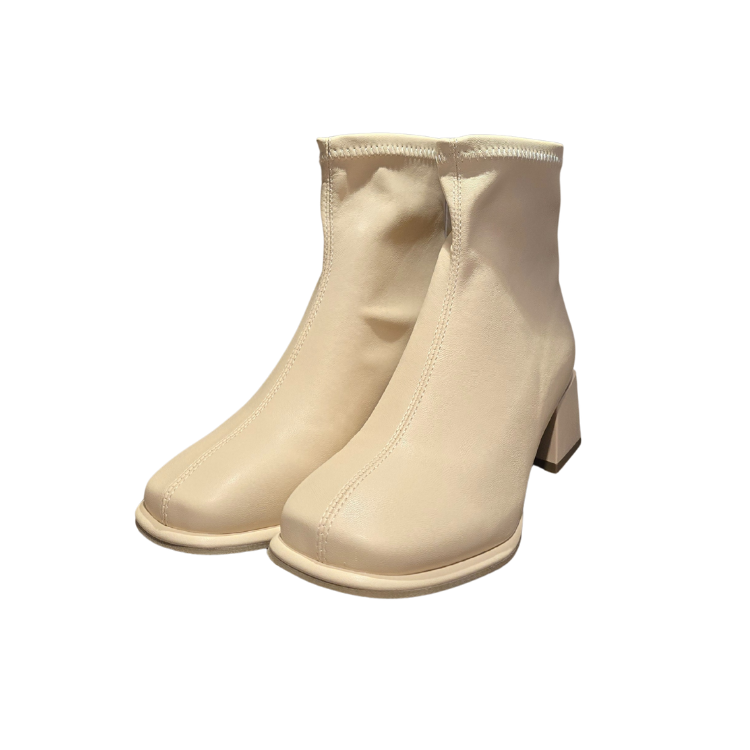 Yauritos |SSB001W| 優雅方頭彈力粗跟短靴