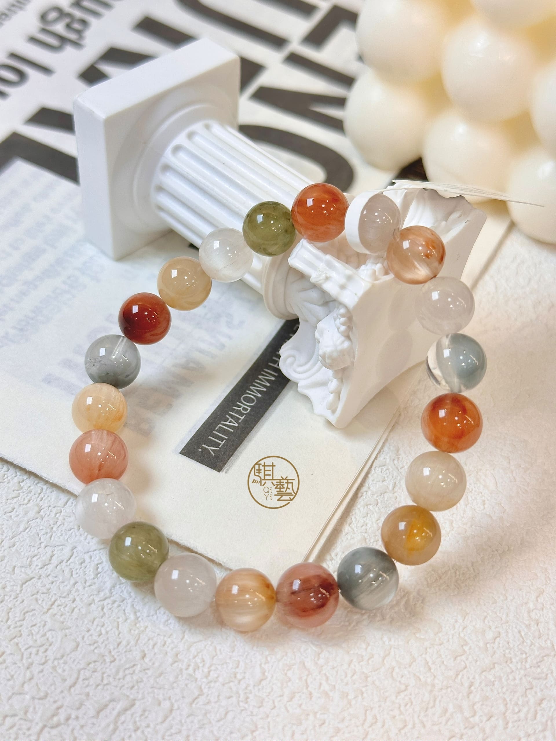 莫蘭迪色兔毛手串｜霧光療癒・柔能量的夢幻氣質石