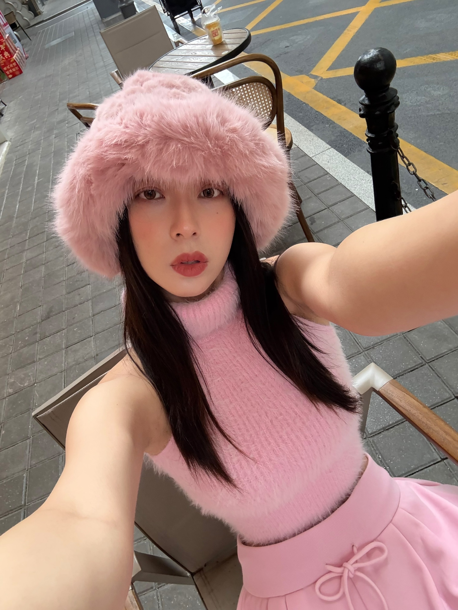 高領水貂毛背心