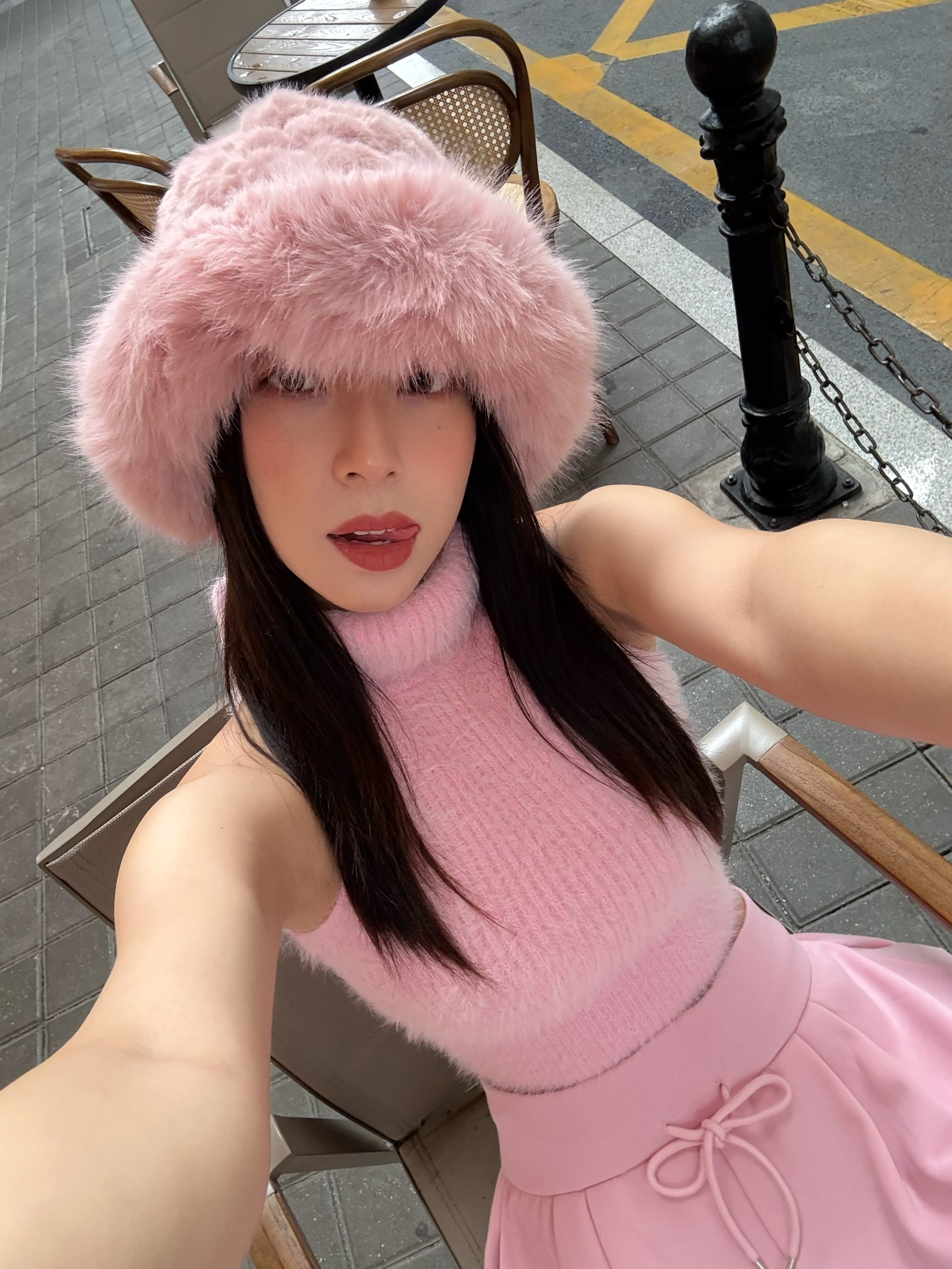 高領水貂毛背心