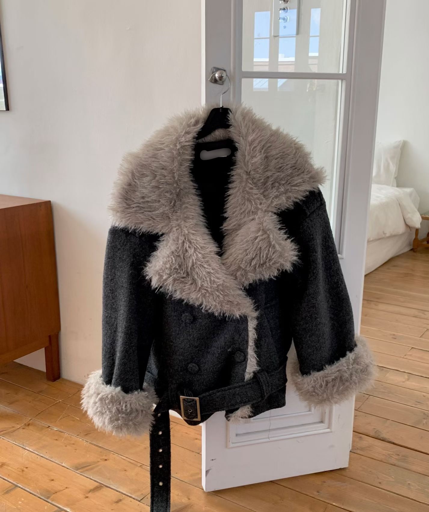 （現貨）🇰🇷#AE106 大愛的翻領羊毛外套(深灰/白/淺灰)