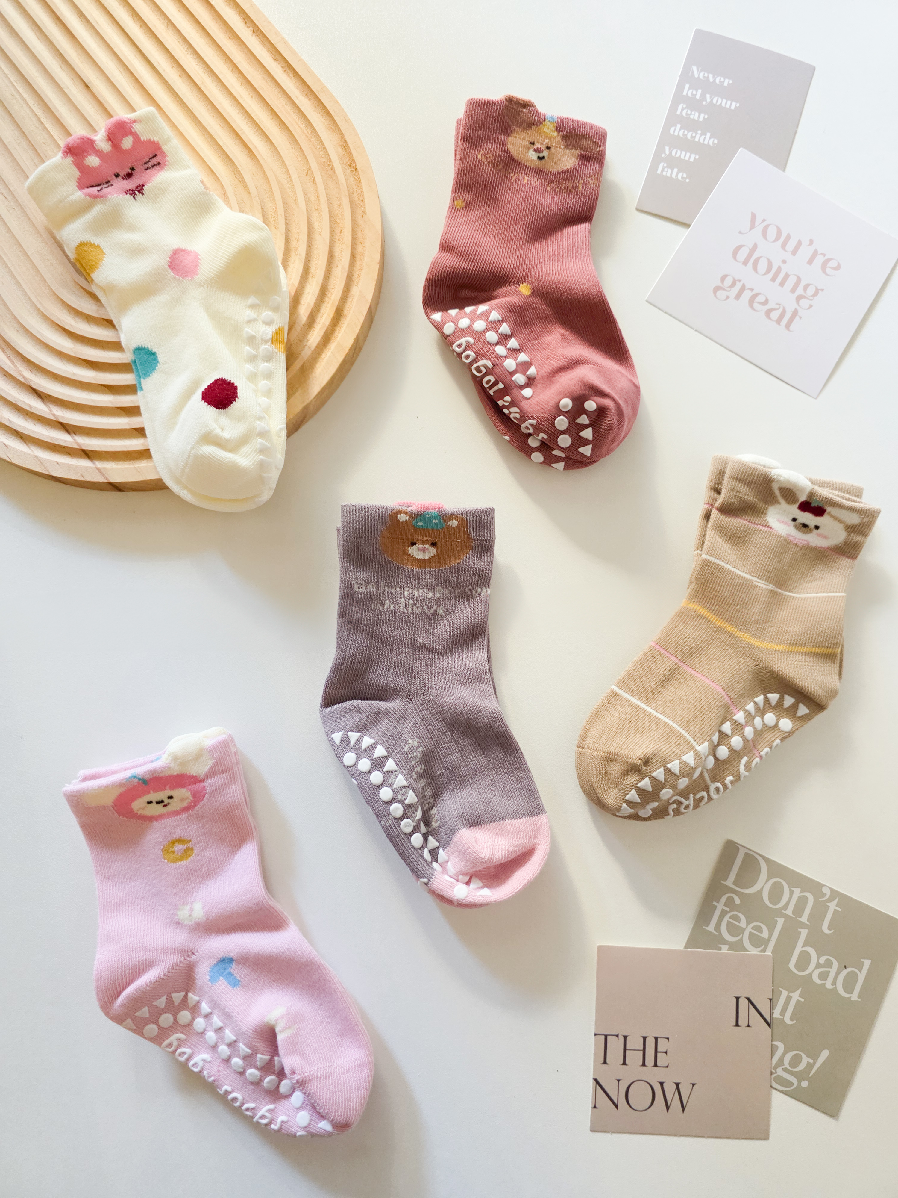 彩色小動物 短筒襪5双組