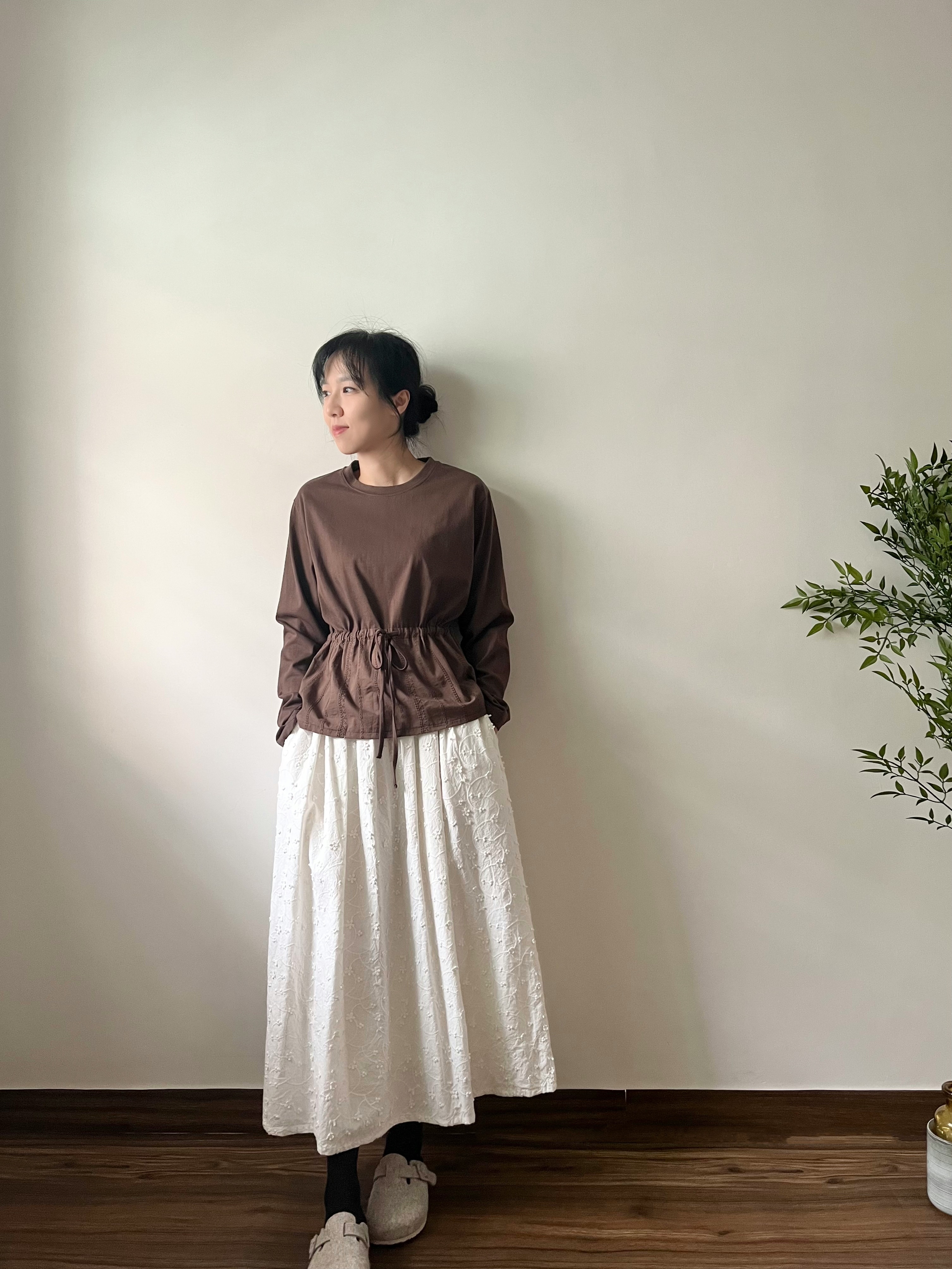 🌿束腰繡花裙擺Tee