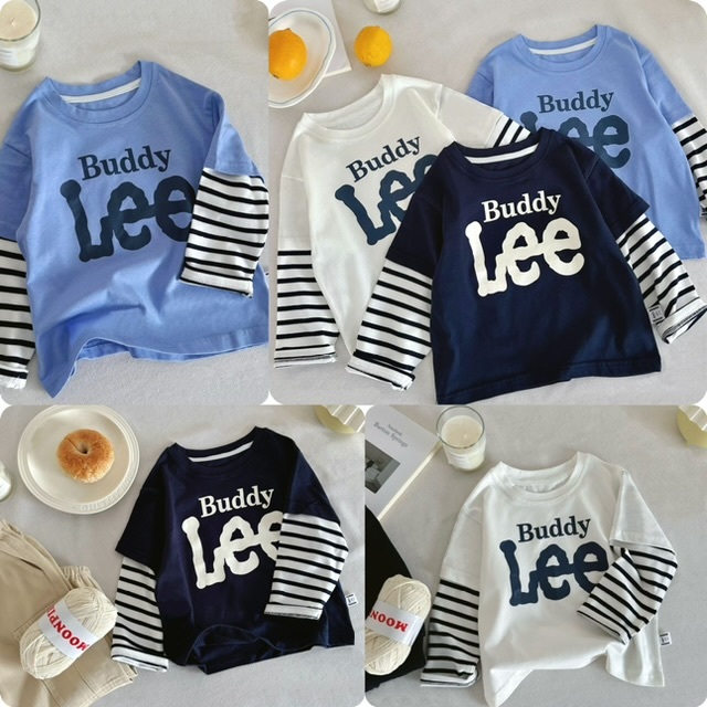 兒童Lee假兩件橫間紋長袖Tee - 2502653