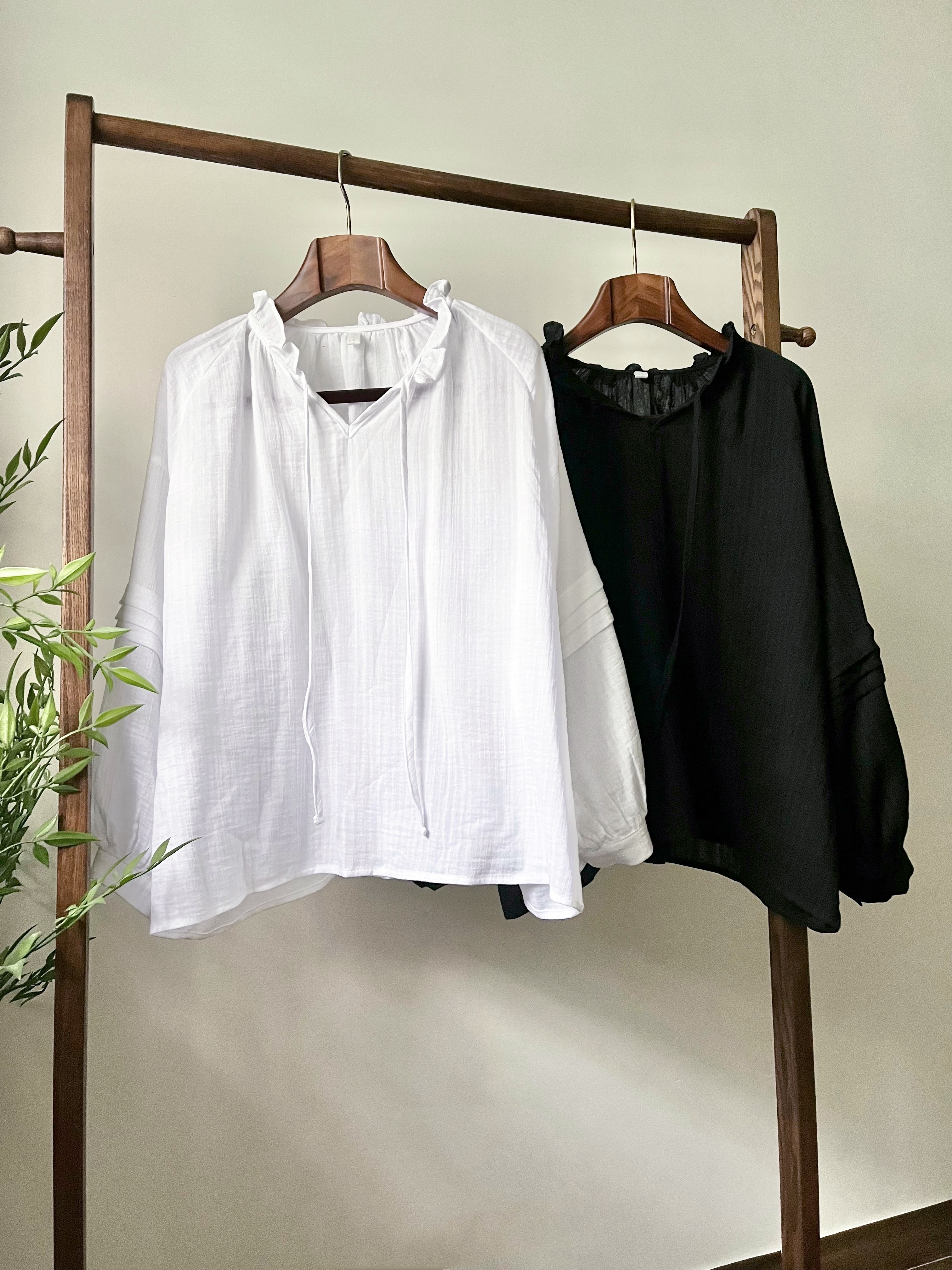 🌿薄紗棉娃娃袖恤衫