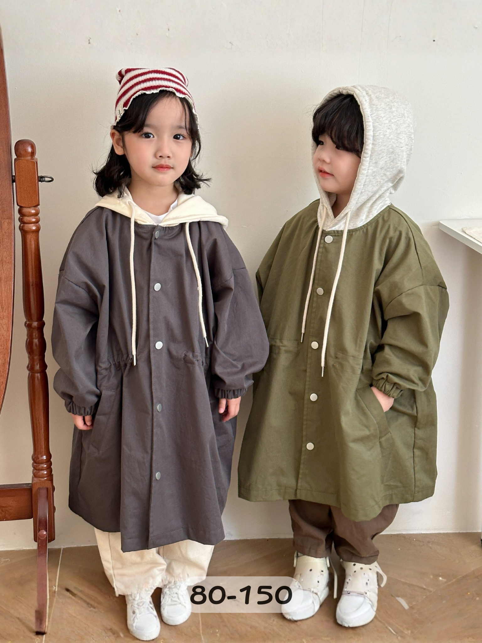 長版縮腰連帽外套