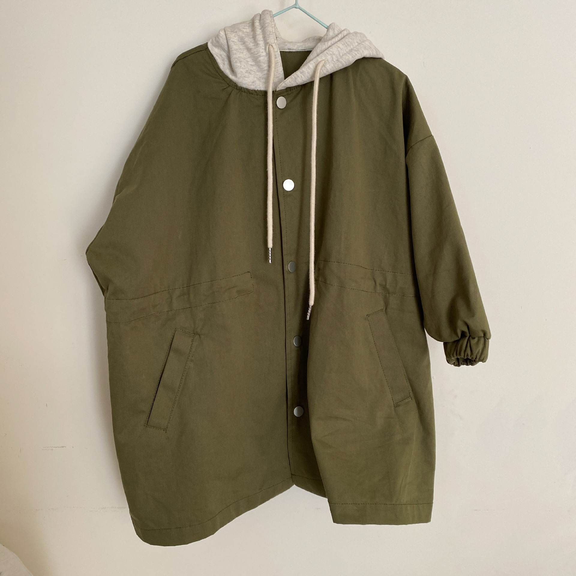 長版縮腰連帽外套