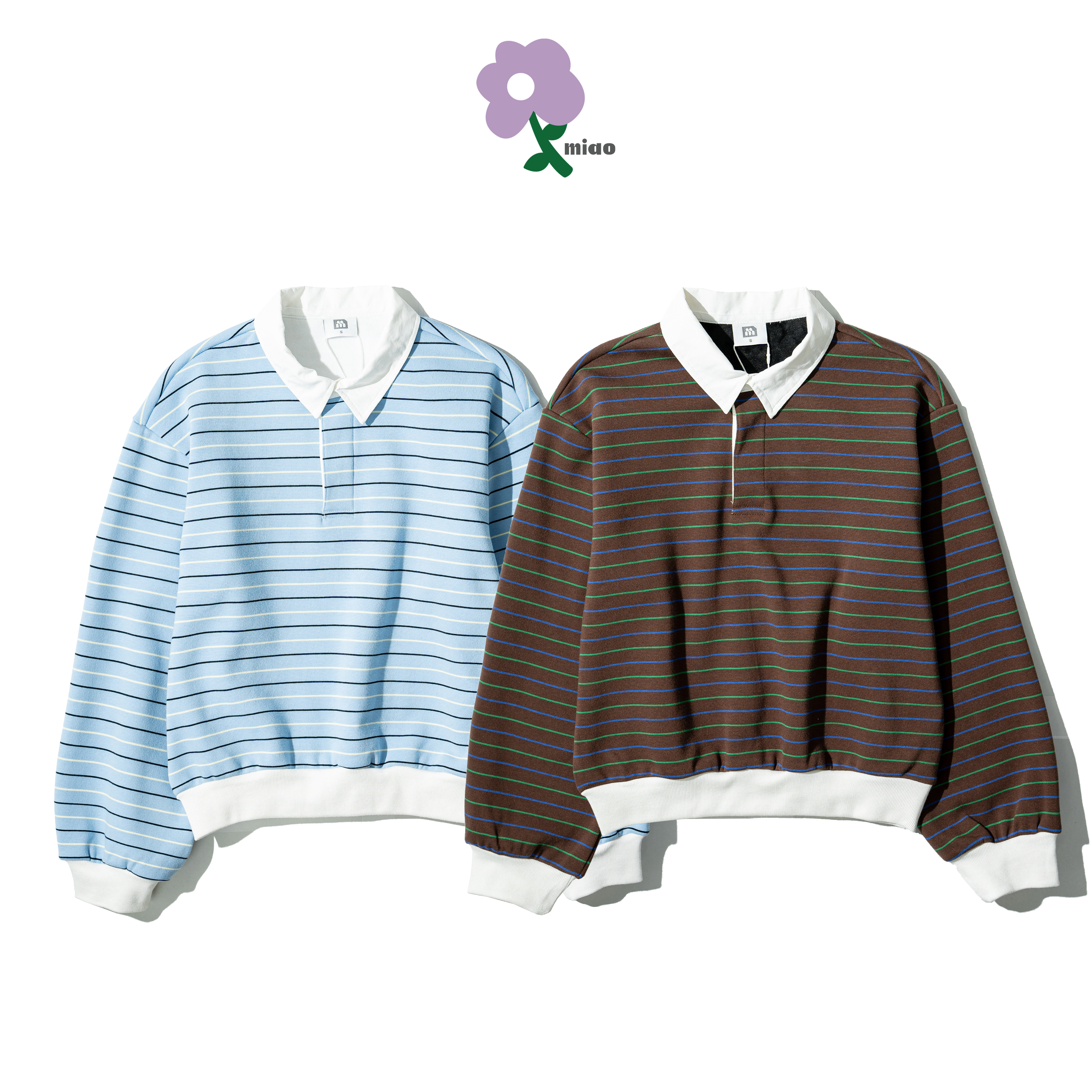 AGILITY MIAO Boxy Rugby Shirts 女裝 寬短條紋 長袖Polo衫 [M-PL6]