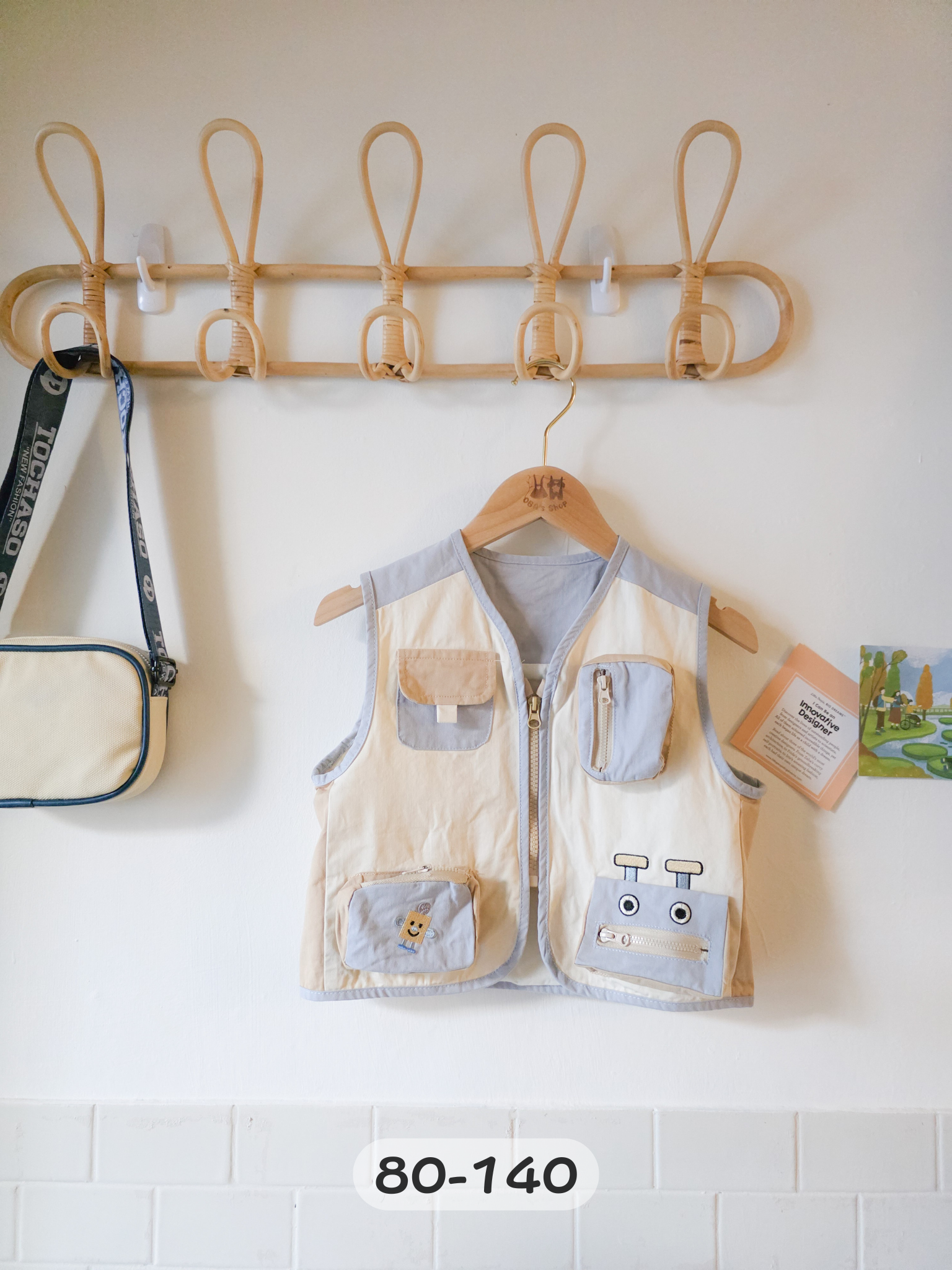 杏藍小怪怪 棉質口袋背心