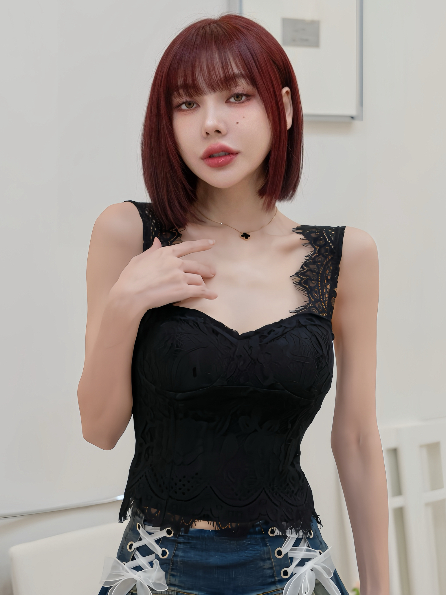 🤍睫毛蕾絲美胸馬甲（黑色S/M）