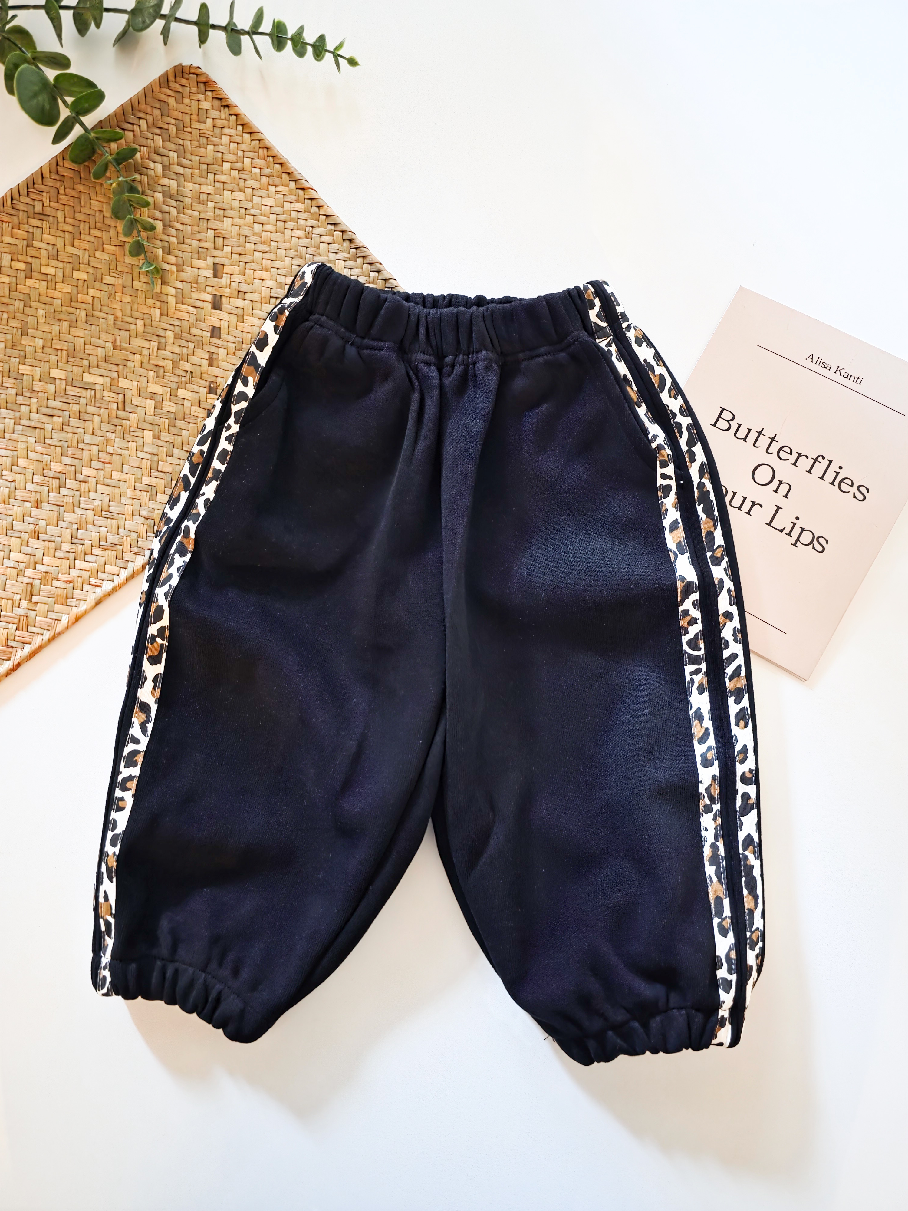 豹紋滾邊 縮口長褲