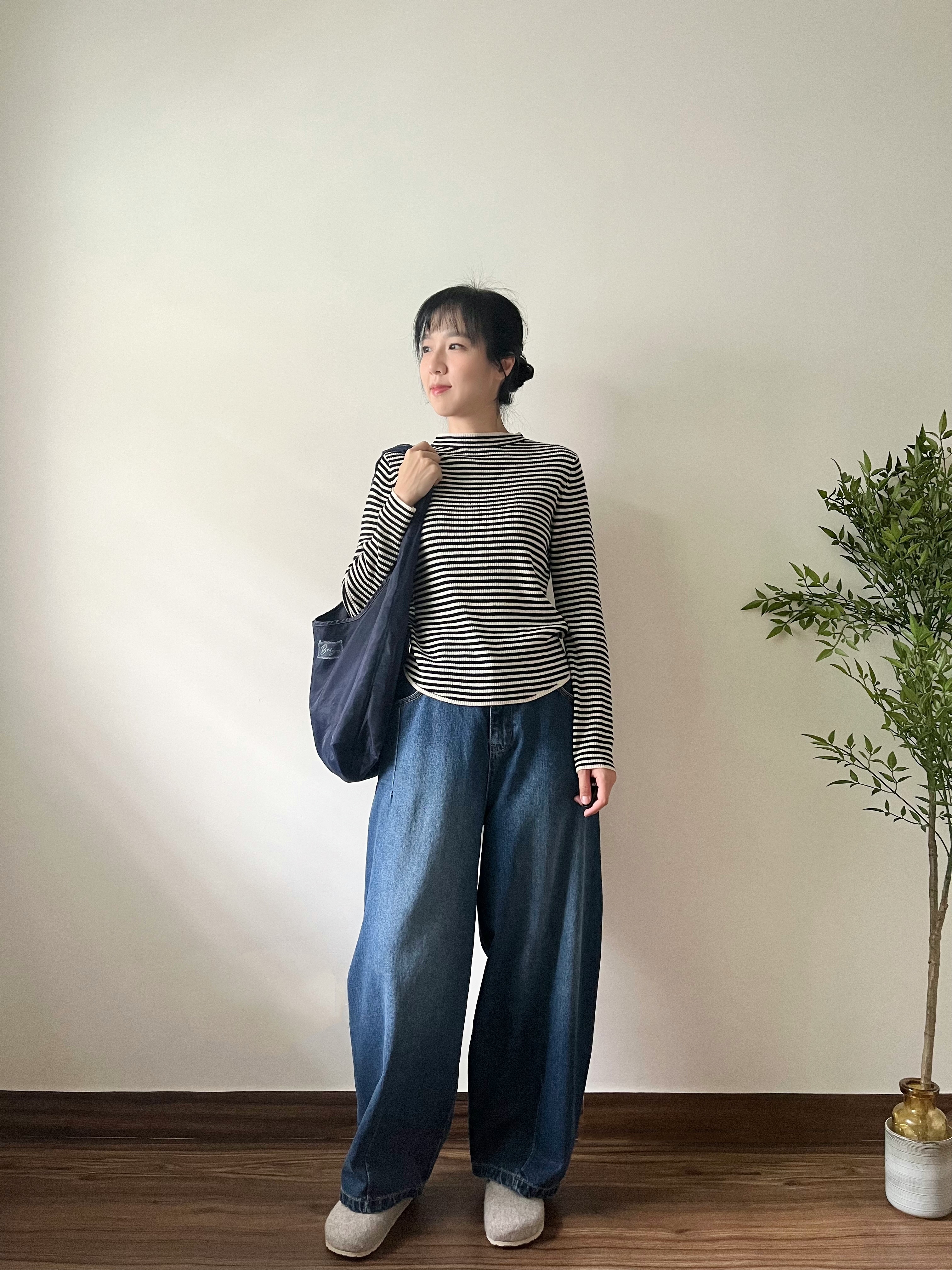 🌿深藍色燈籠牛仔褲