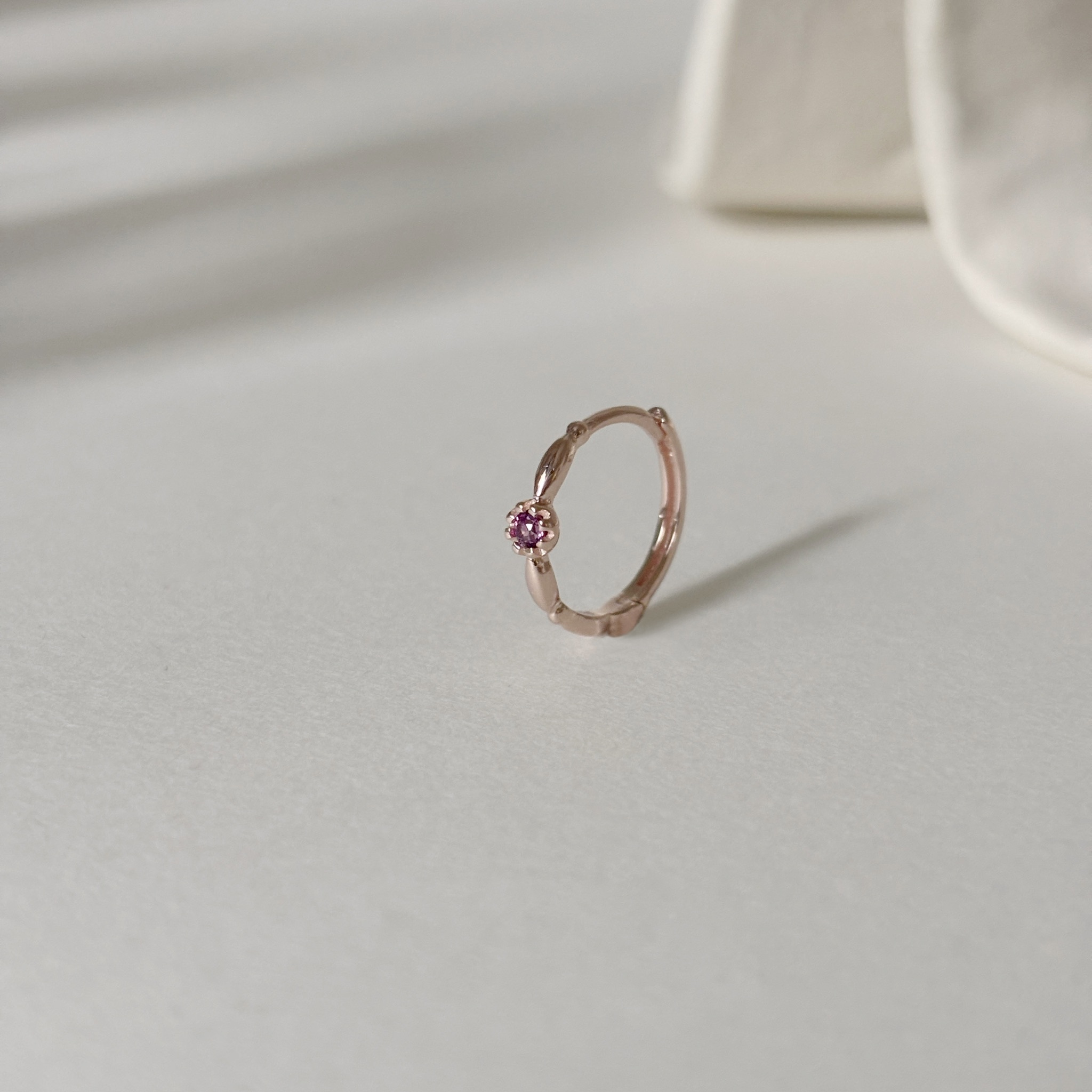 米粒蛋糕玫瑰石榴石耳圈