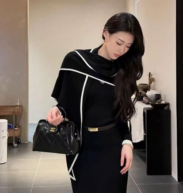 【氣質美人必備小香風撞色針織批肩上衣組】（現貨）