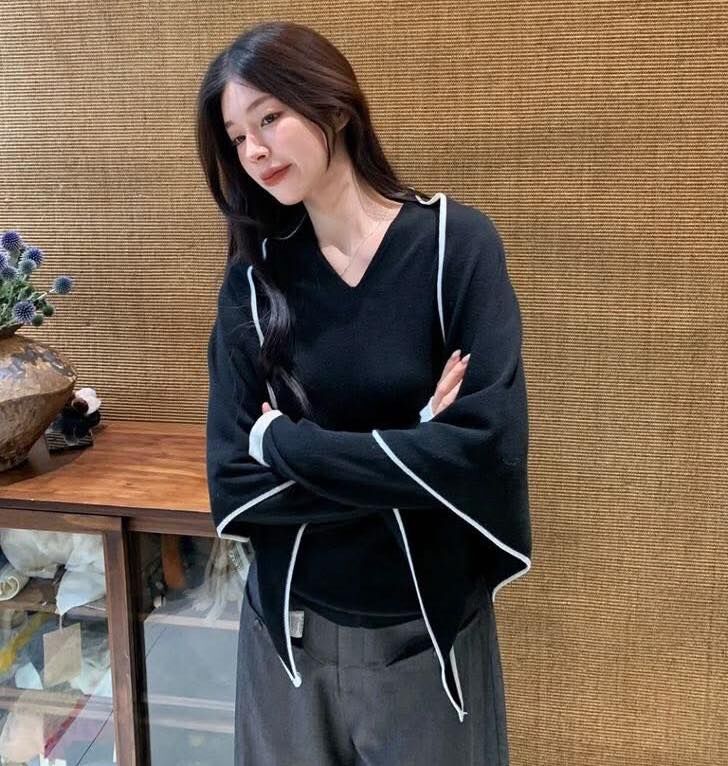 【氣質美人必備小香風撞色針織批肩上衣組】（現貨）