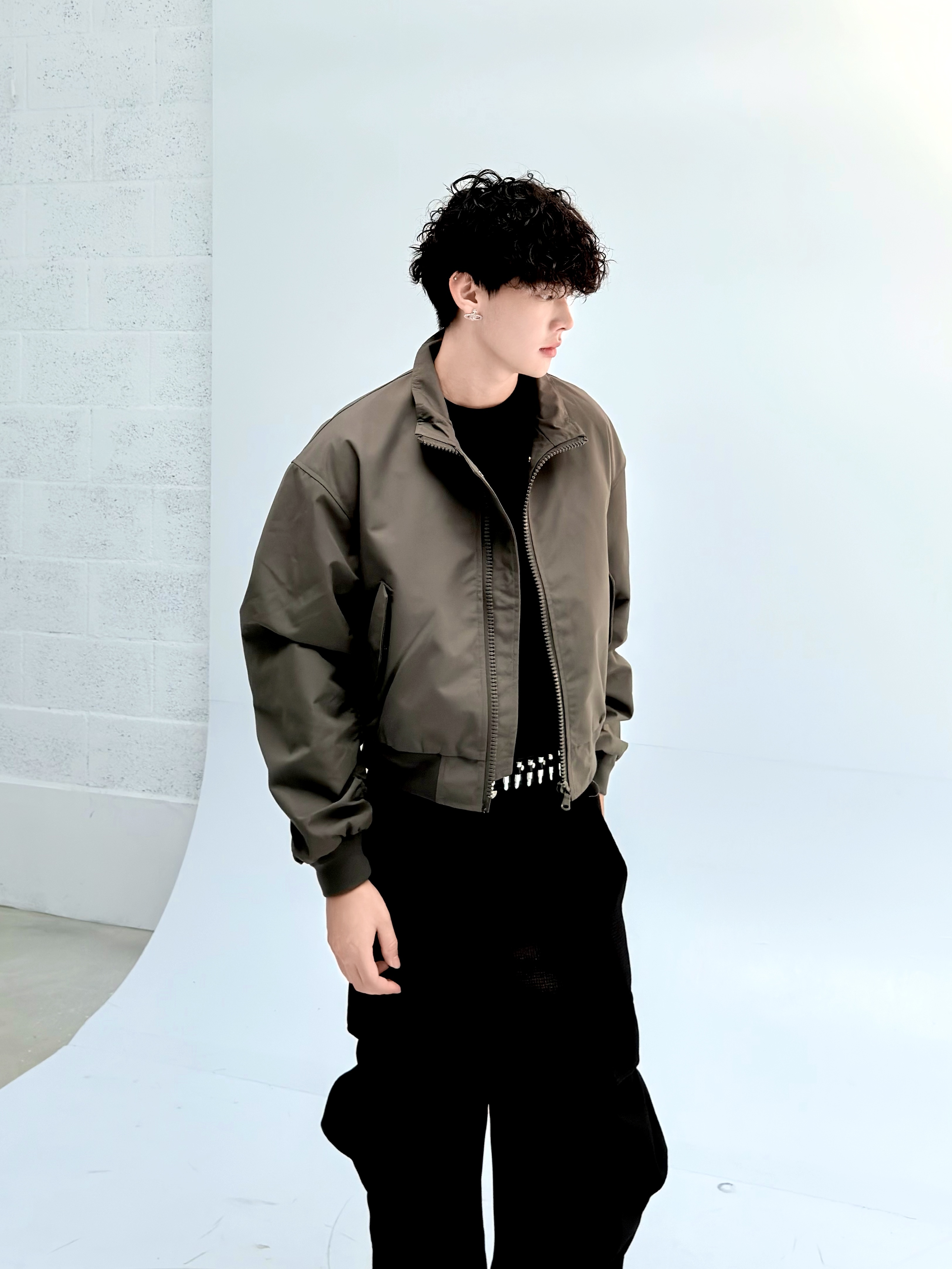 Bomber 手袖堆積 口袋風衣夾克 （2色）