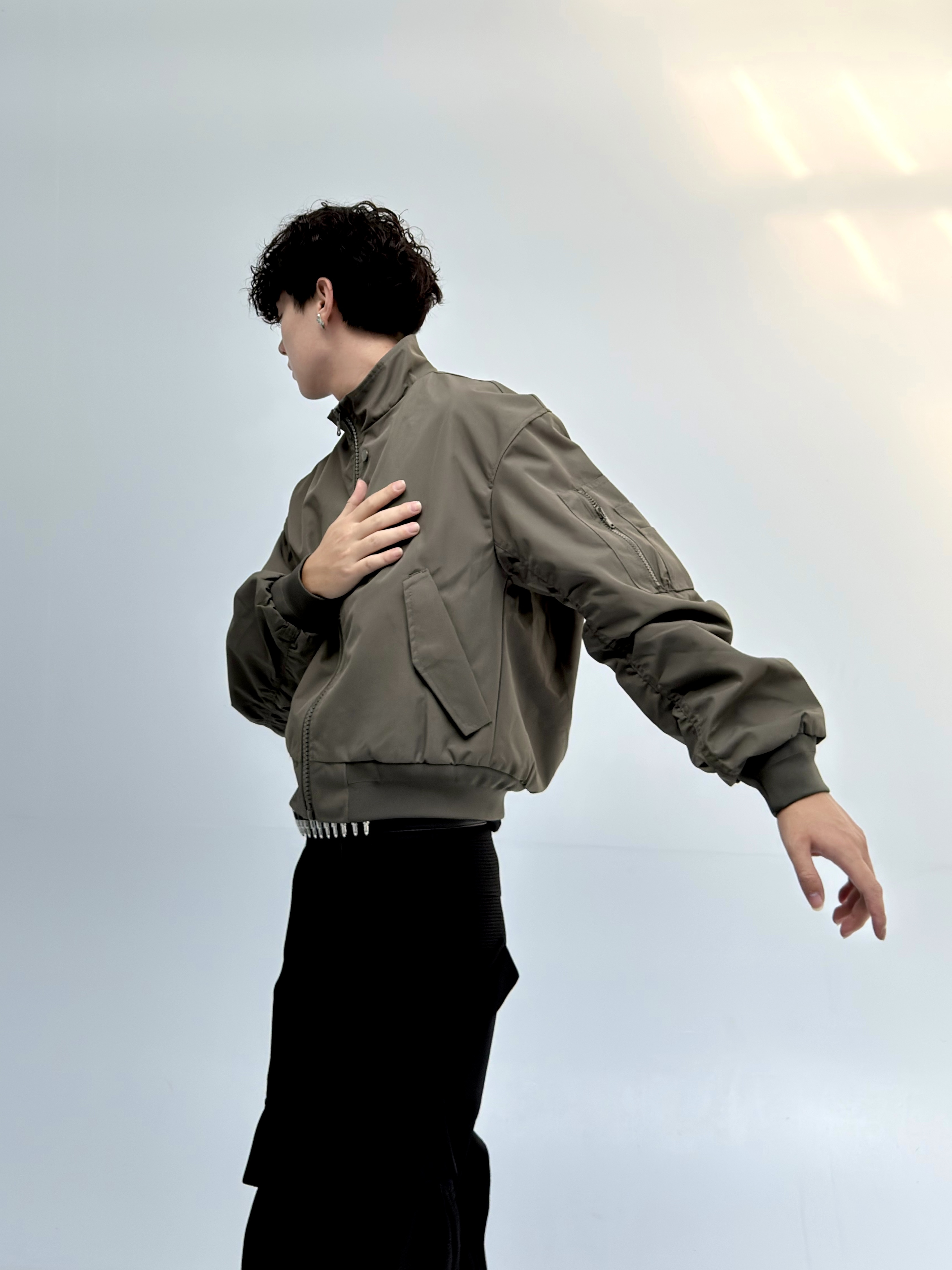 Bomber 手袖堆積 口袋風衣夾克 （2色）