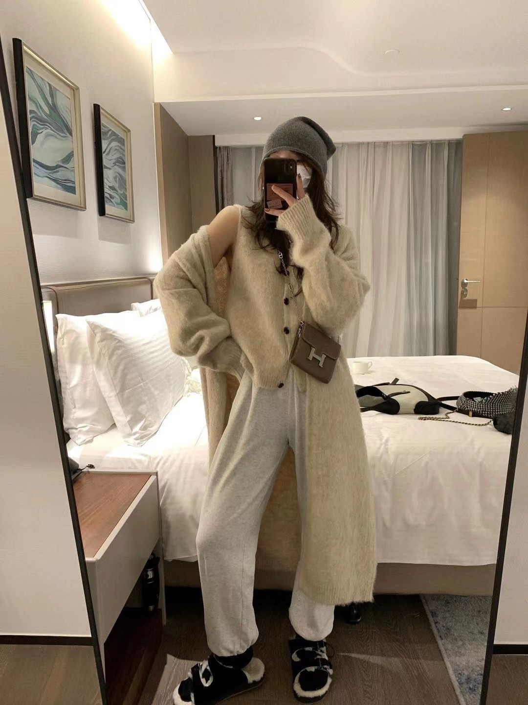 毛線針織 慵懶2件組(駝/杏/灰/黑)