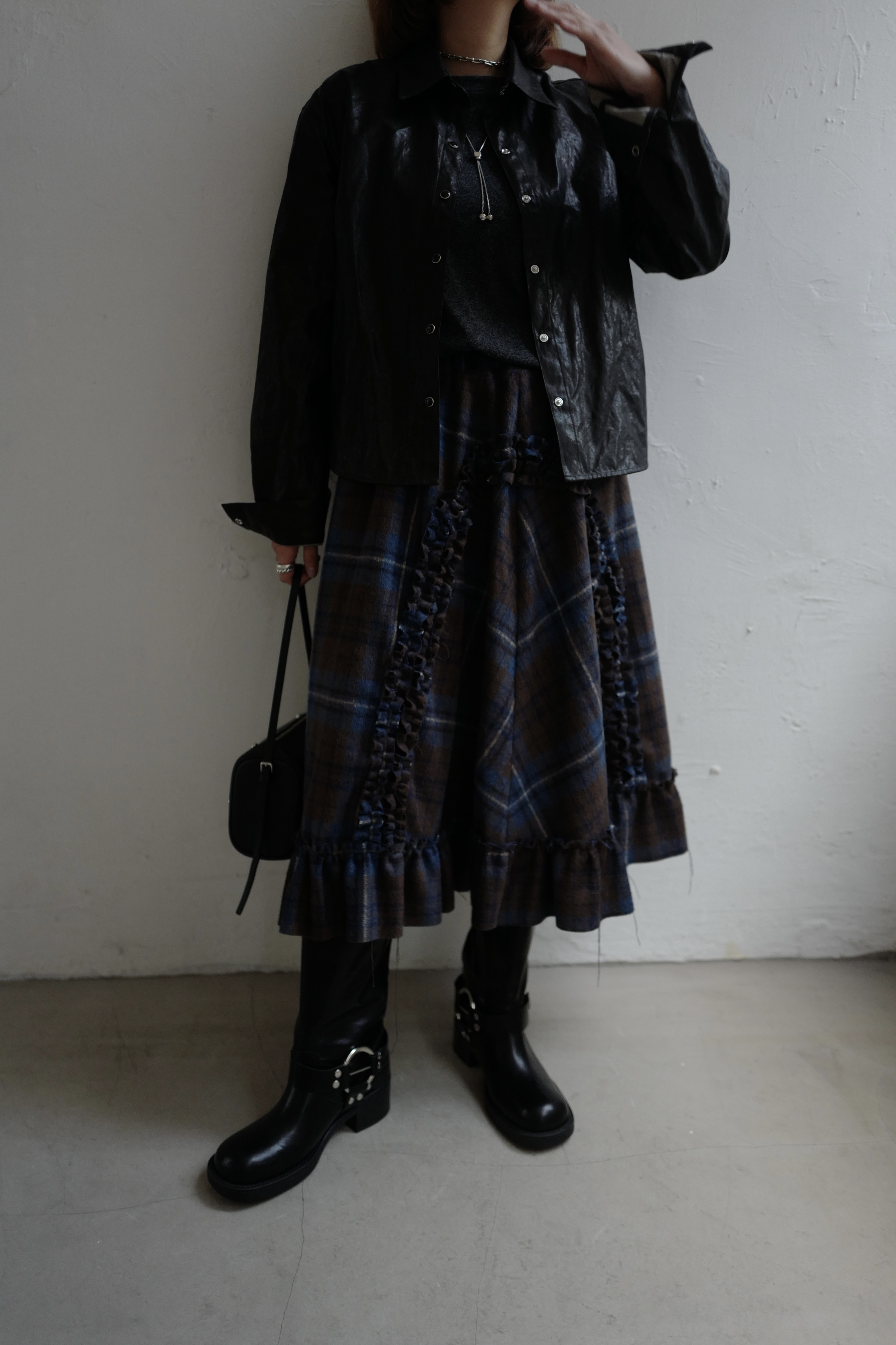 Checked ruffle skirt