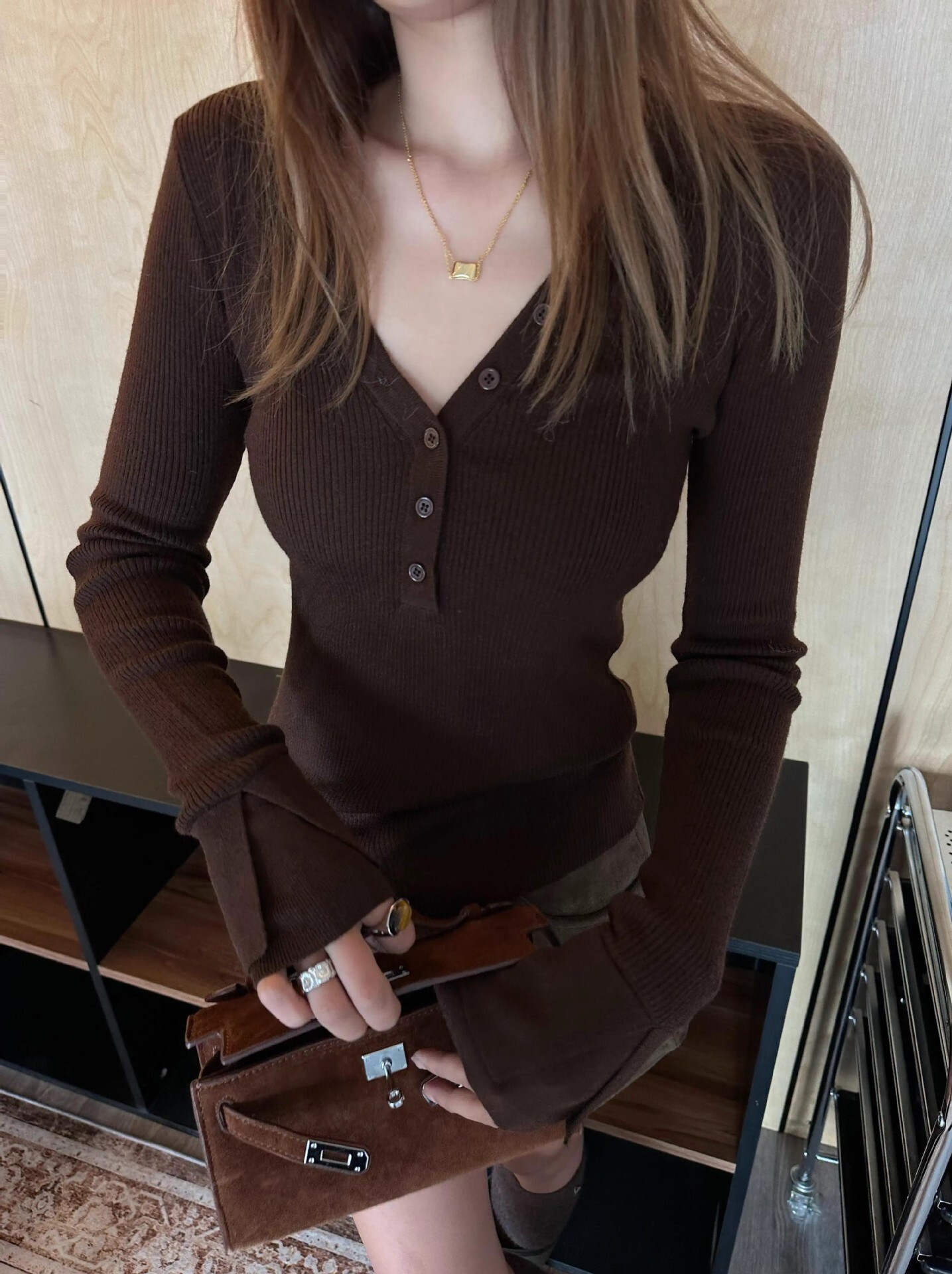 造型袖 排釦V領辣妹上衣(多色)