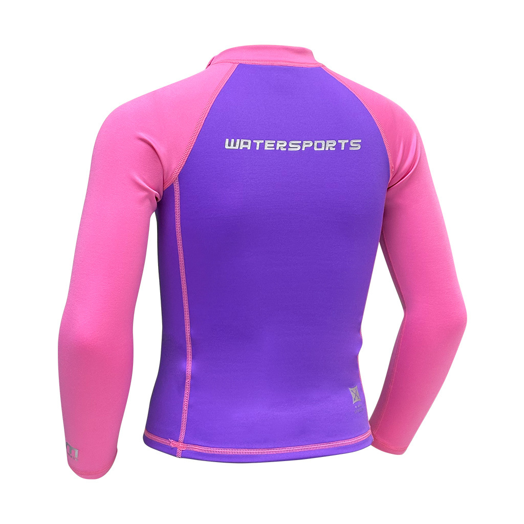 1mm 兒童四向拉伸抓毛游泳保暖上衣 - 紫/粉紅