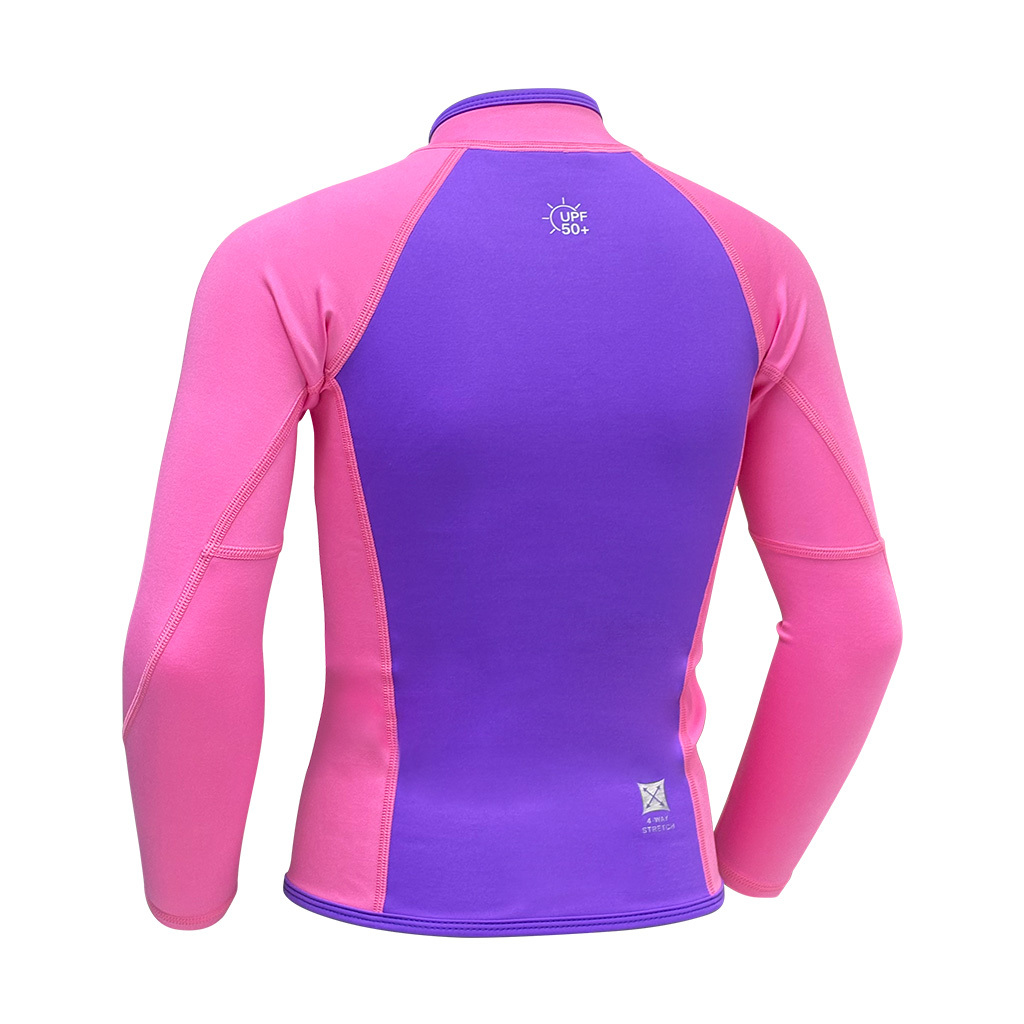 1mm 兒童四向拉伸抓毛游泳保暖夾克 - 紫/粉紅