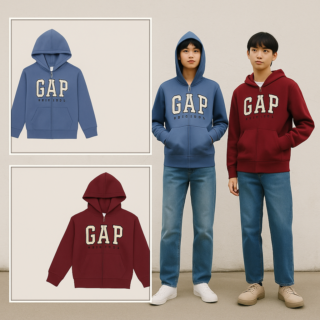 【預購】GAP G080453 童裝LOGO有帽拉鏈衛衣